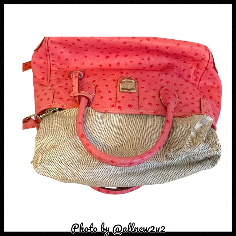 SALE USE BUY NOW Dooney & Bourke Double Handle Ostrich Pattern Pink Satchel - Picture 10 of 16